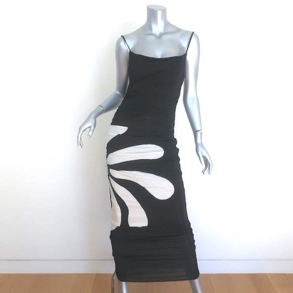 Cala de la Cruz Kim Flower Print Ruched Maxi Tube Dress Black Size Small NEW - Picture 1 of 7